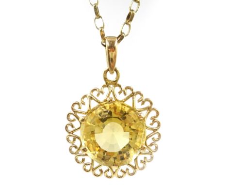 Gold citrine pendant necklace, hallmarked 9ct  Condition Report Length = 50cm, approx 4.7gmClick here for further images, con