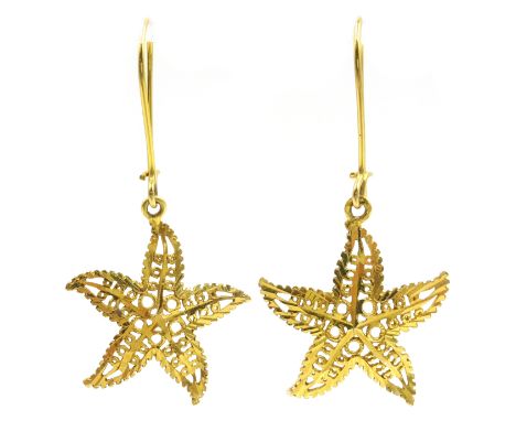 23ct gold (tested) starfish pendant ear-rings Condition Report Approx 2.8gm,length from top of hook = 4cm  Click here for fur