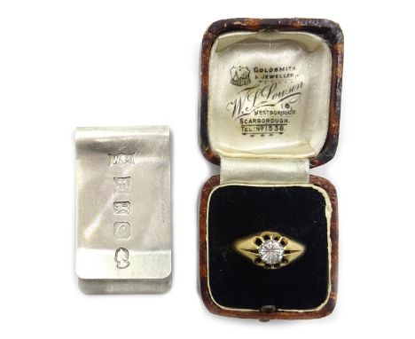 Hallmarked 9ct gold dress ring and a hallmarked silver paper clip Condition Report Click here for further images, condition, 