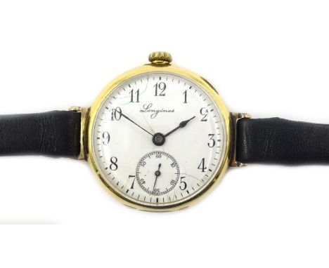 Longines gold wristwatch 1910 with owl mark and EF Co Longines stamped inside back cover Condition Report Click here for furt