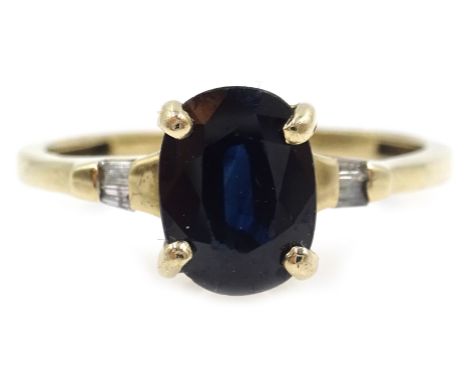 9ct gold sapphire and diamond ring hallmarked  Condition Report 1.6gm, size M Click here for further images, condition, aucti