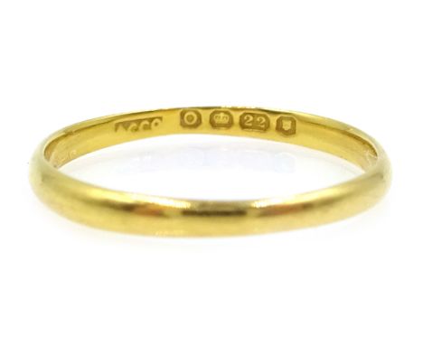 22ct gold wedding band, hallmarked approx 1.5gm Condition Report Click here for further images, condition, auction times & de