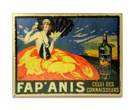 Robert Delval, French (b.1934) Lithograph Poster, Fap Anis, Modele Deposse Reproduction Interdite. Sheet Measures 47" H X 62"