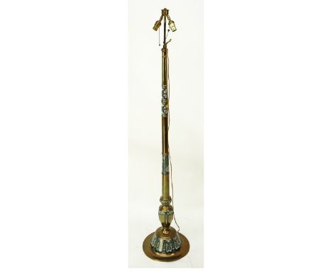 Large Japanese Champlevé Enamel Floor Lamp. Measures 70" H. Domestic Shipping: Third party