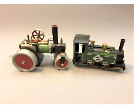 A Mamod steam roller and a locomotive. (2)