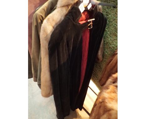 Large black velvet cloak with red lining