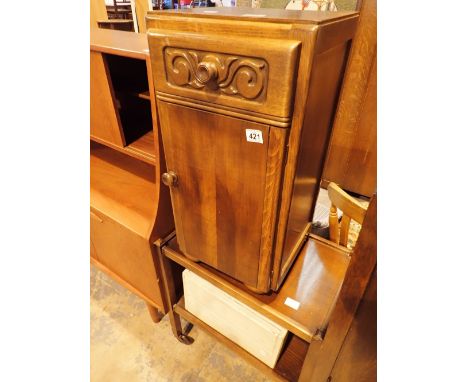 Vintage style bedside table with cupboard and drawer tea trolley and a stool