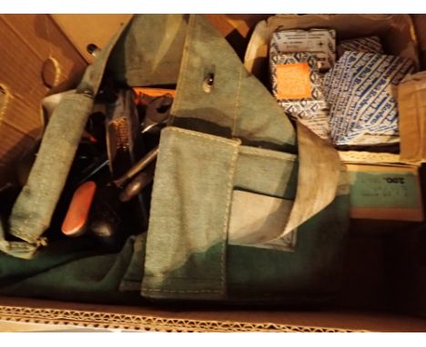 Box of engineering tools and screws 