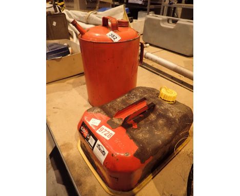 Vintage paraffin gallon container and Paddy Hopkirk gallon petrol container