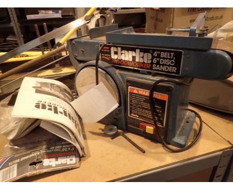 Clark belt / disc sander and tools CONDITION REPORT: The electrical items included in this lot have been PAT tested and have 