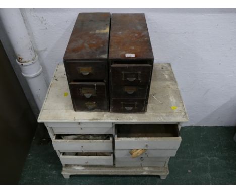 Vintage filling drawers, white painted drawers and quantity of tools etc