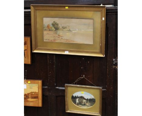 Two vintage watercolours, cottage and coastal scene, one signed JH Anderson