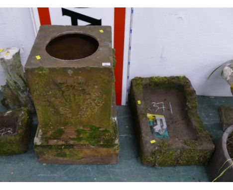 Classical style composite garden stand and sandstone trough (AF)