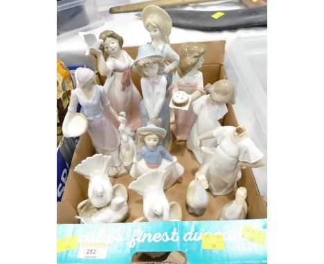 Box of porcelain figurines including Nao, Tengra and Miguel Requena 