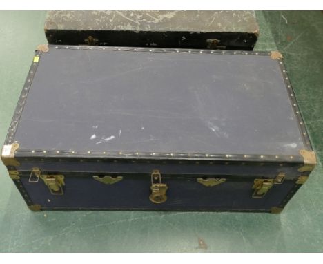 Vintage blue travel trunk 