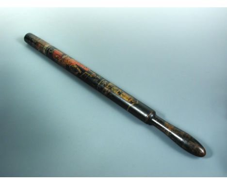 A George III painted hardwood long truncheon, with crown over Royal cypher over 'Fauxhall' 70cm (27in) Other Notes: The land 