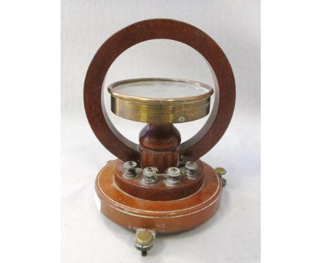 A W G Pye Co & Cambridge mahogany and brass tangent galvanometer for measuring electric currents  