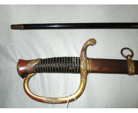 An American Horstmann Bros sabre, with etched blade,  together with a mid 19th century swordstick, the blade stamped Coulaux 