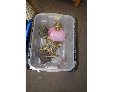 Box of assorted oil lamp components
