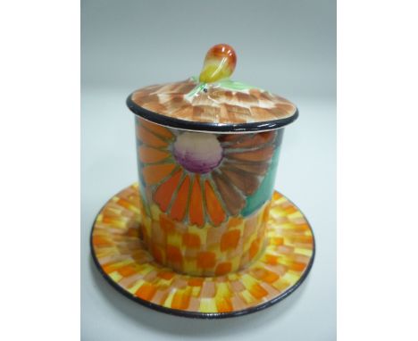 A CARLTONWARE PRESERVE POT/COVER AND STAND, No 3802 