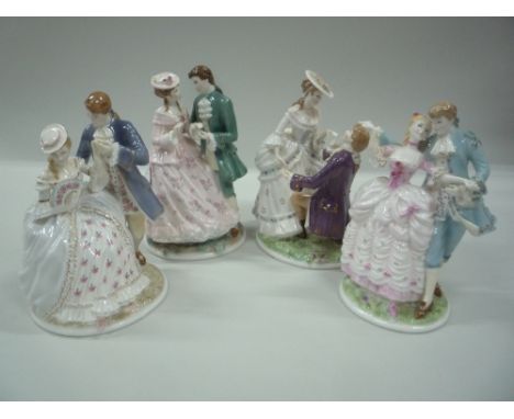A SET OF FOUR ROYAL WORCESTER LIMITED EDITION FIGURES, from the Age of Courtship Collection, 'The Betrothal', 'The Tryst', 'T