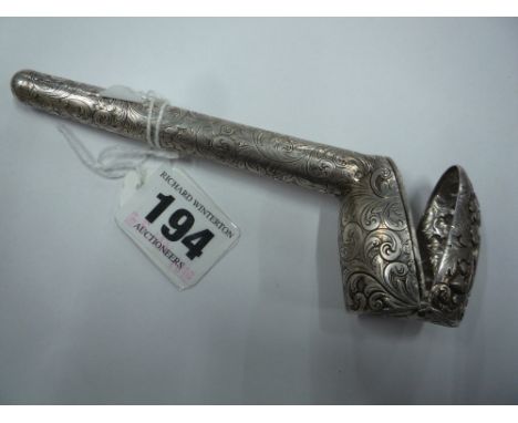 AN EMBOSSED SILVER PIPE CASE, with vacant cartouche, London 1852, approximately 1.2ozt, 13cm