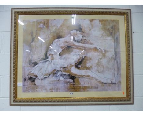 A LARGE FRAMED PRINT, Ballet Dancer 