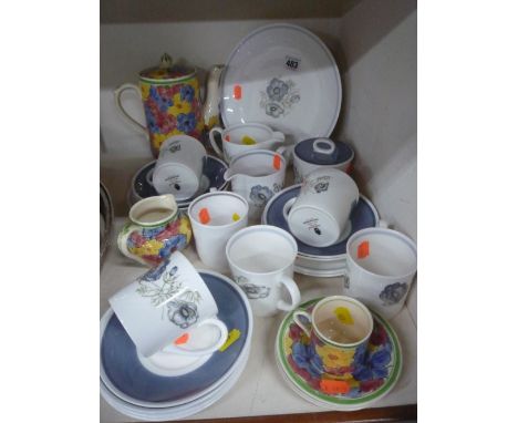 A WEDGWOOD SUSIE COOPER DESIGN TEASET, 'Glen Mist', (21), a matching jug and six pieces of Adams 'Titan' ware 