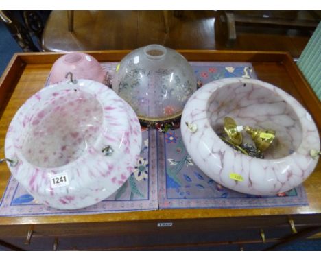 FOUR VARIOUS GLASS LIGHT SHADES 