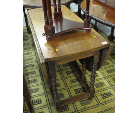 Early 20th century oak barley twist gate leg table. 