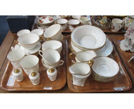 Two trays of Royal Stafford bone china Old English Oak part tea and dinner ware items comprising cups and saucers, side plate