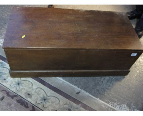 Vintage oak rectangular carpenters toolbox with brass handles. 