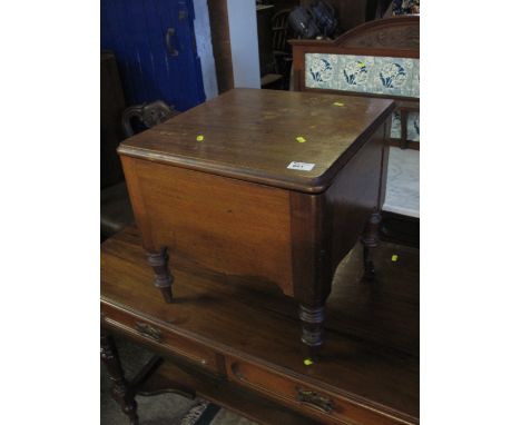 Square mahogany commode on ring turned legs. 