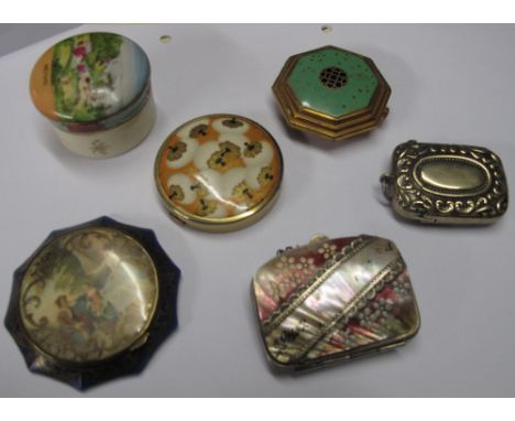 Bag of assorted items to include white metal vesta case, together with ceramic circular jar and cover marked Holford and ladi