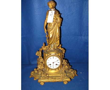Late 19th century French ormulu two train figural mantle clock. 