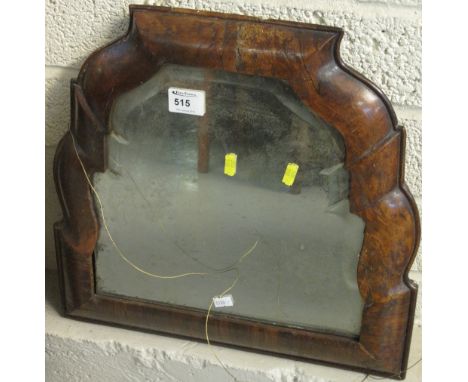Small oval bevel plate walnut mirror.  CONDITION REPORT; Appears to be original plate, poor condition, glass is pitted, split
