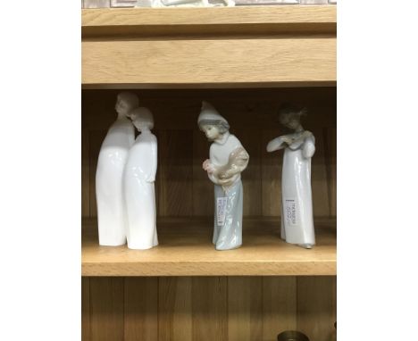 LLADRO FIGURE OF A GIRL WITH A GOOSE, along with another LLadro and a Nao figure (3)