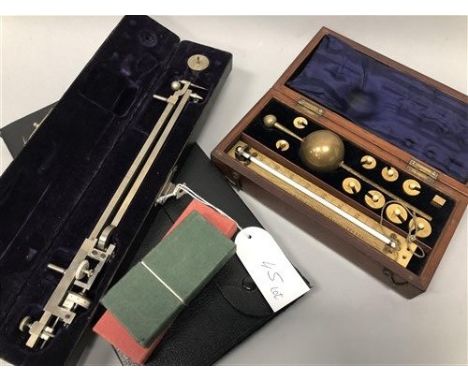 SIKES HYDROMETER, in fitted wooden case; along with a set of drawing instruments, a planimeter and others