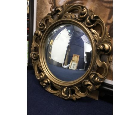 GILT FRAMED CONVEX MIRROR, along with one other (2)