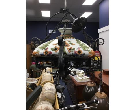 ART NOUVEAU STYLE CERAMIC CANDELABRUM CEILING PENDANT