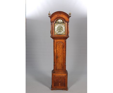 JOHN HARTLEY, BURNLEYA GEORGE III OAK AND POLLARDED OAK EIGHT-DAY LONGCASE CLOCK, the 11¾-inch break-arch brass dial with sil