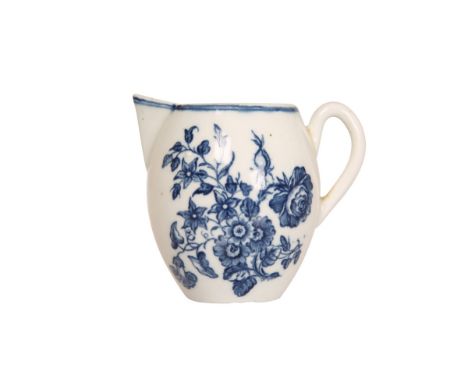 A CAUGHLEY PORCELAIN ROBIN'S BEAK JUG, LATE 18th CENTURY, painted in the Three Flowers pattern, letter C factory mark. 7cm
