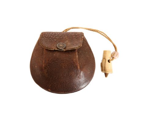 A RARE JAPANESE ODAWARA COCHIN FOLDING PAPER LANTERN, EDO OR MEIJI PERIOD, in its original leather pouch with engraved brass 