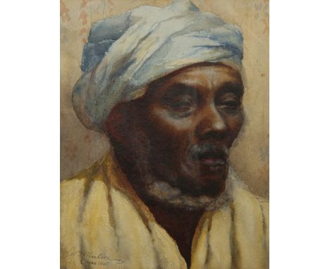 WILLIAM JAMES MÜLLER (1812-1845), PORTRAIT OF A MAN, signed, dated 1845 and inscribed Cairo, watercolour, framed. 32cm by 26.