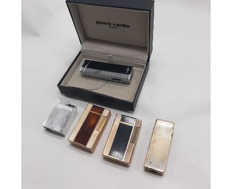 PIERRE CARDIN BOXED LIGHTER TOGETHER WITH 2 DUPONT &amp; 2 DUNHILL LIGHTERS