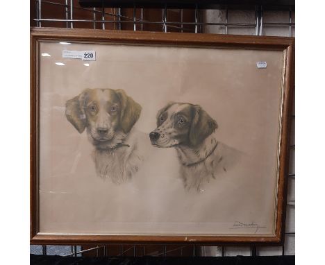 LEON DANCHIN - LITHOGRAPH - DOGS STUDY 64CMS X 53CMS - OUTER FRAME