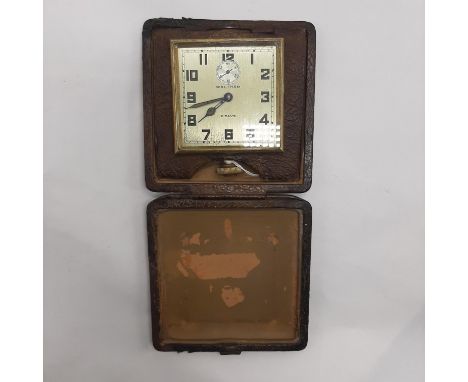 WALTHAM LEATHER DESK CLOCK - 8 DAY