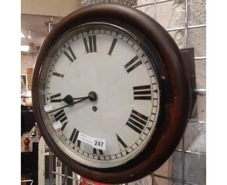 VICTORIAN FUSEE WALL CLOCK - WITH KEY &amp; PENDULUM