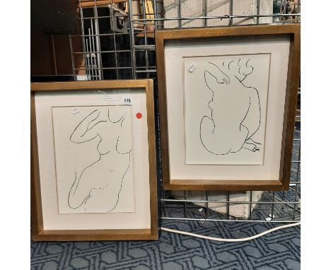 PAIR OF PRINTS - NUDE STUDIES 