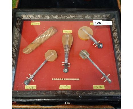ORIENTAL FRAMED MINIATURE MUSICAL INSTRUMENT COLLECTION